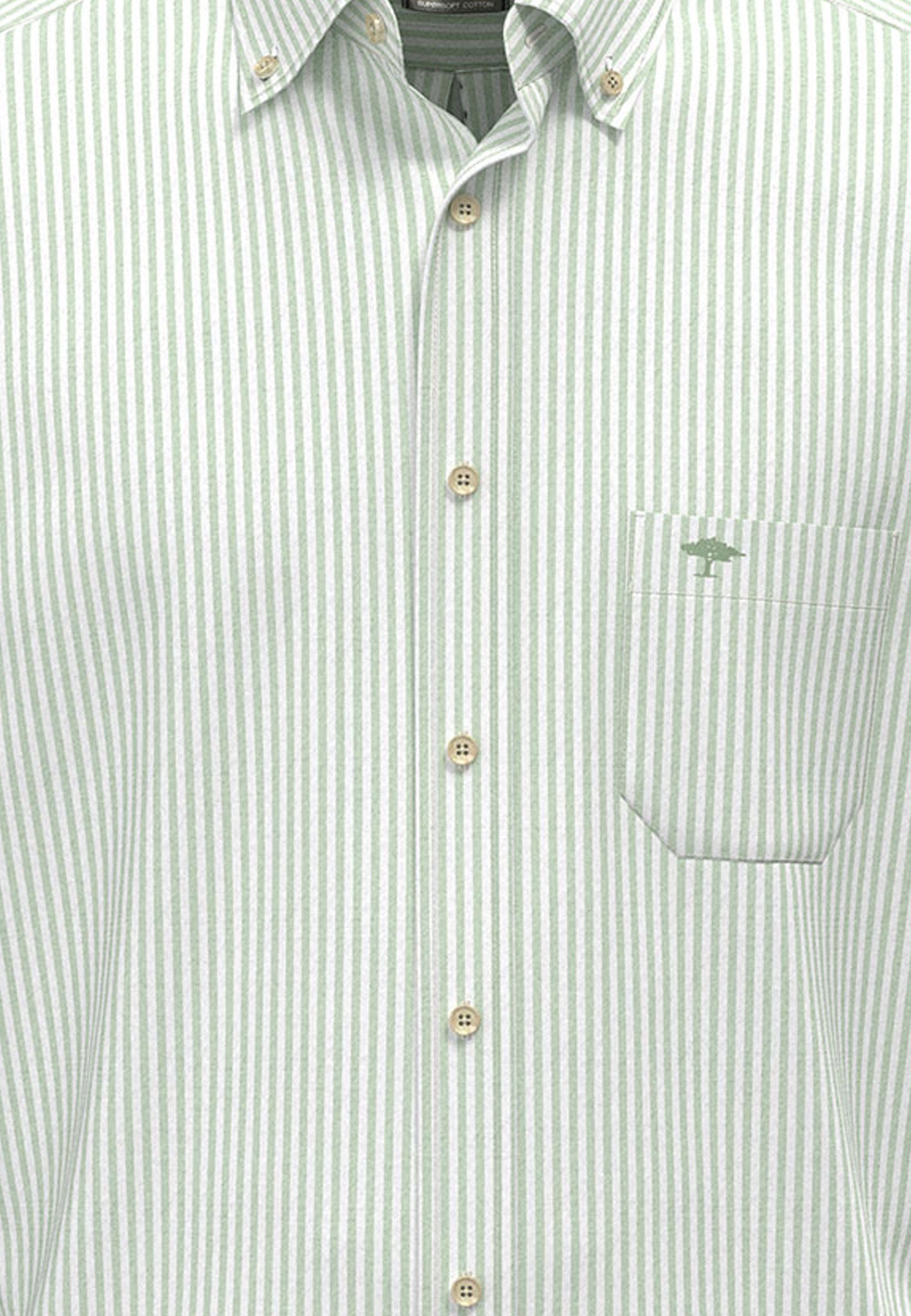 Fynch Hatton Seersucker Stripe Cotton 1/2 Sleeve Shirt - Green