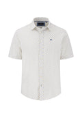 Fynch Hatton Square Print Cotton 1/2 Sleeve Shirt - Yellow/ Blue