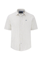 Fynch Hatton Square Print Cotton 1/2 Sleeve Shirt - Yellow/ Blue