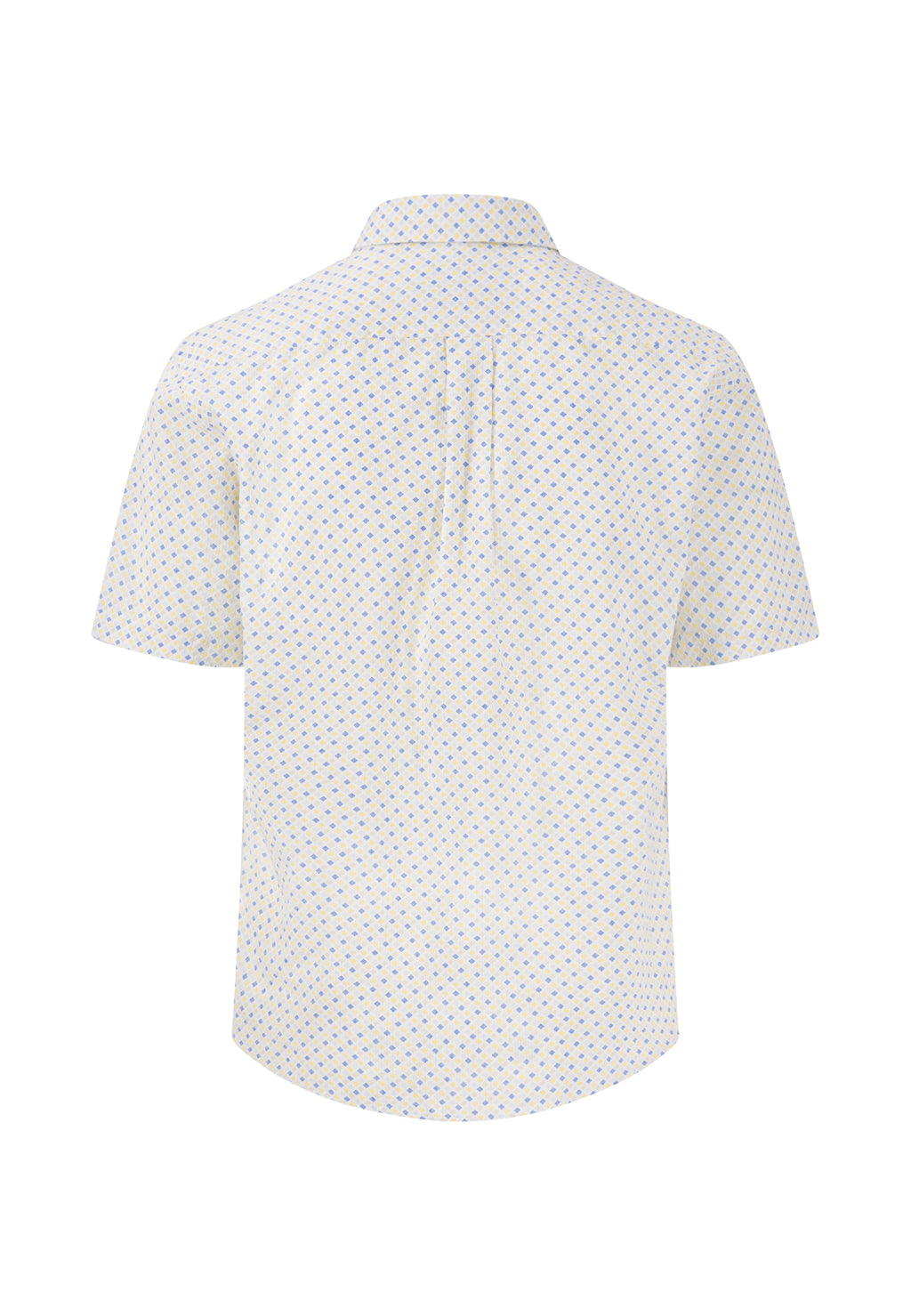 Fynch Hatton Square Print Cotton 1/2 Sleeve Shirt - Yellow/ Blue
