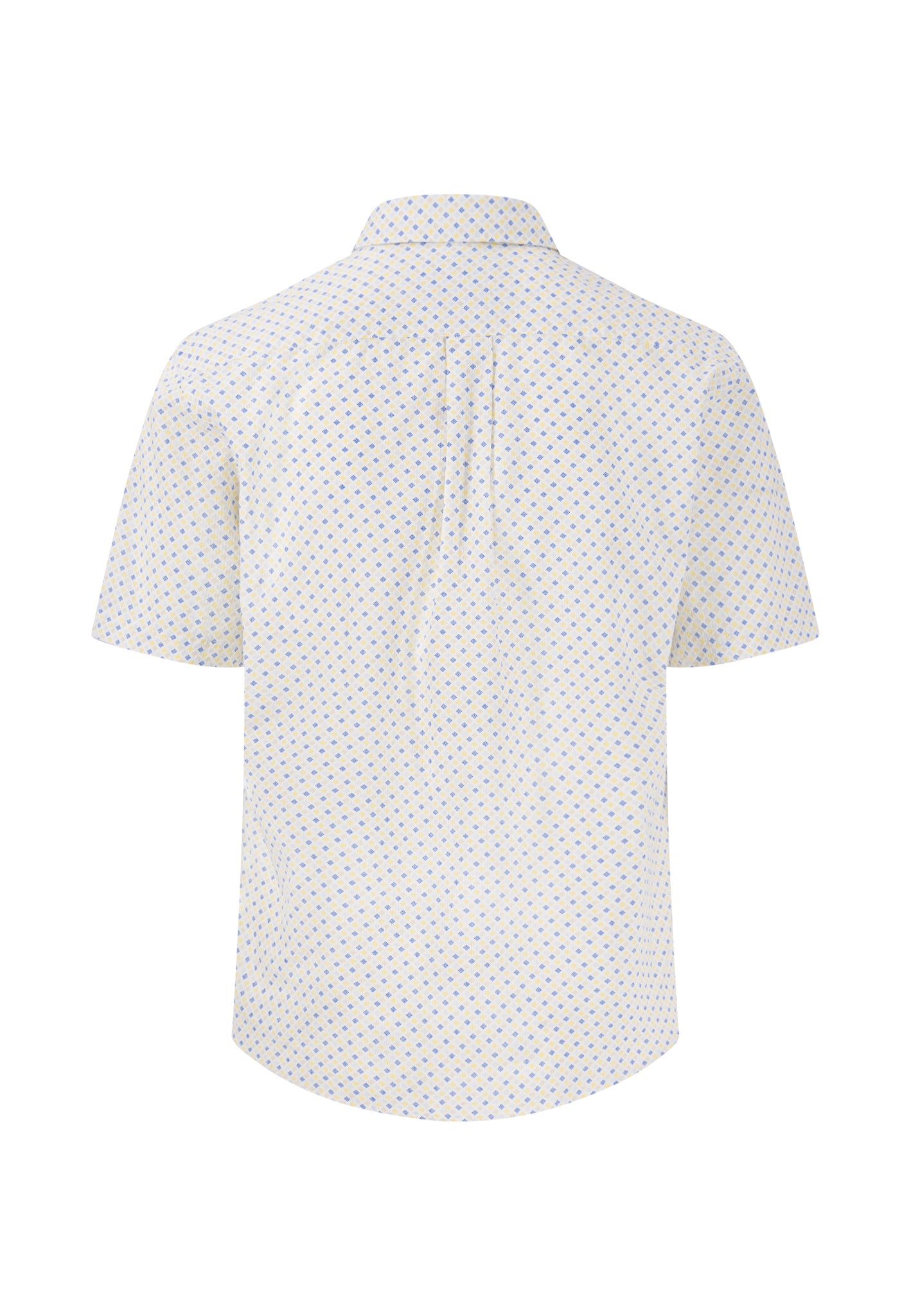 Fynch Hatton Square Print Cotton 1/2 Sleeve Shirt - Yellow/ Blue