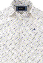 Fynch Hatton Square Print Cotton 1/2 Sleeve Shirt - Yellow/ Blue