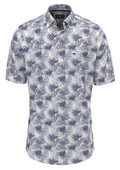 Fynch Hatton Summer Flower Print Cotton 1/2 Sleeve Shirt - Navy