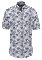 Fynch Hatton Summer Flower Print Cotton 1/2 Sleeve Shirt - Navy
