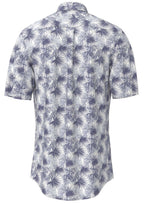 Fynch Hatton Summer Flower Print Cotton 1/2 Sleeve Shirt - Navy