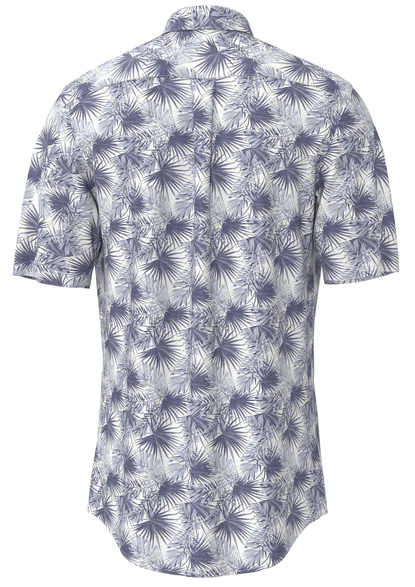 Fynch Hatton Summer Flower Print Cotton 1/2 Sleeve Shirt - Navy