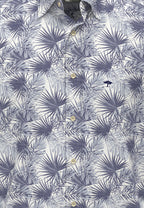 Fynch Hatton Summer Flower Print Cotton 1/2 Sleeve Shirt - Navy