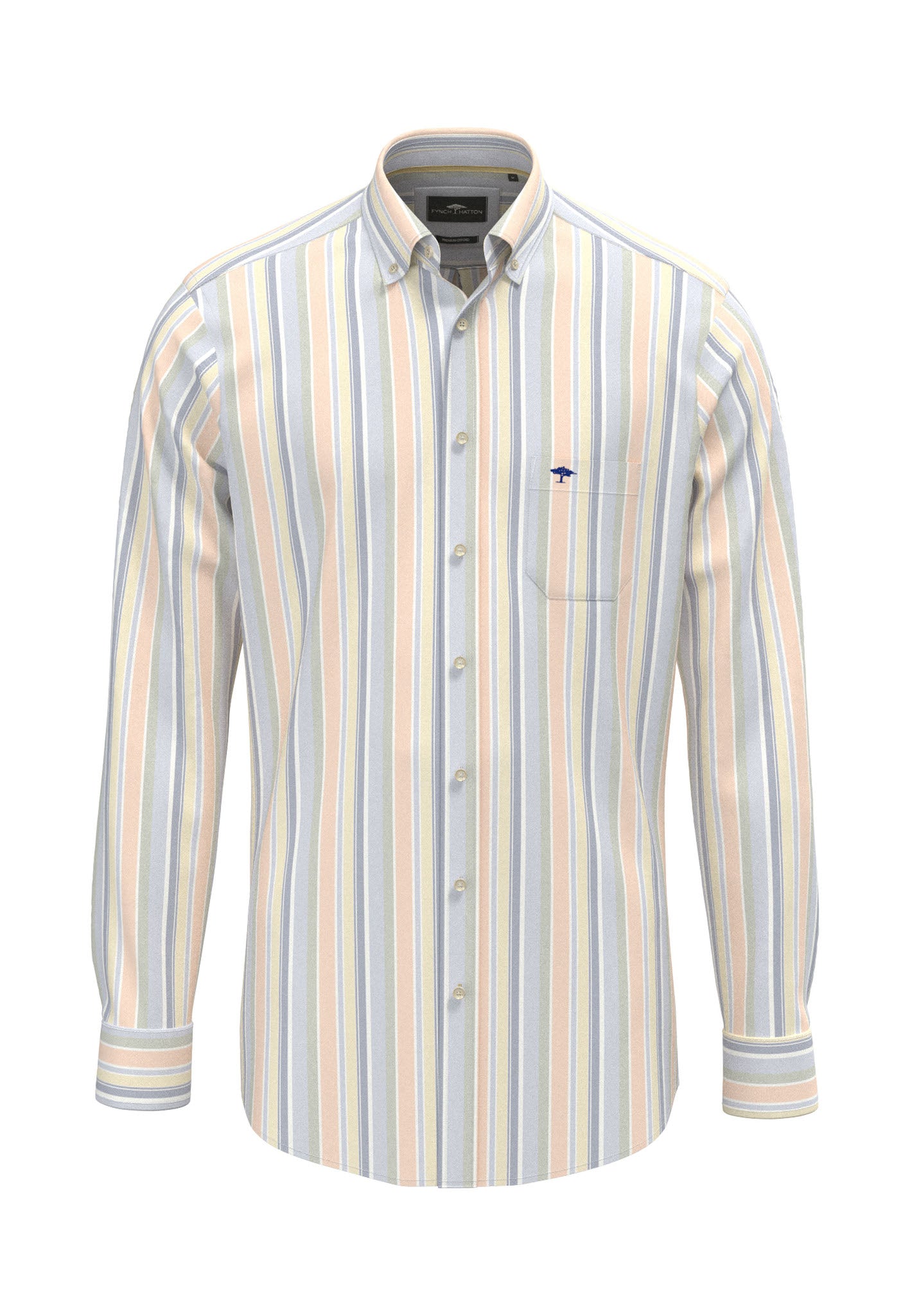 Fynch Hatton Washed Oxford Striped Long Sleeve Shirt