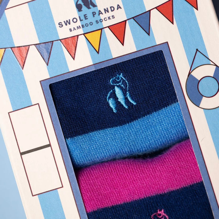 Swole Panda Beach Hut Sock Box - 2 Pairs of Bamboo Socks