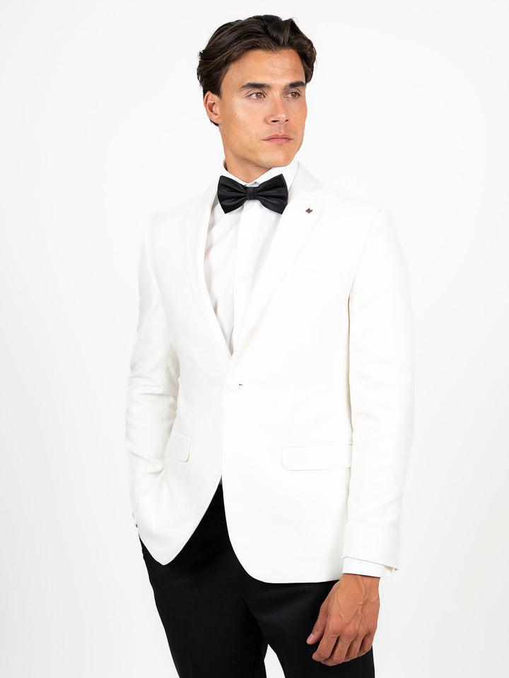 White Dinner Jacket With White Lapels