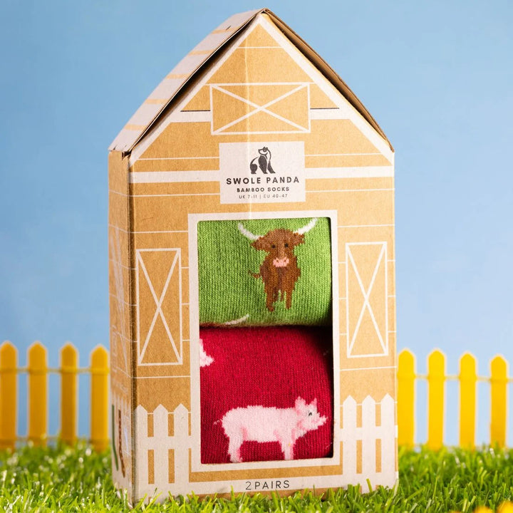 Swole Panda Barn Sock Box - 2 Pairs of Bamboo Socks
