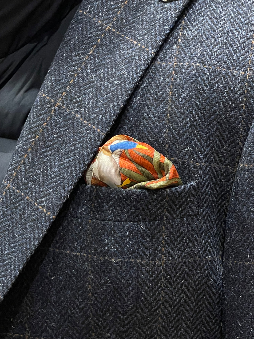 Italian Silk Pocket Square - Flying Ducks Orange