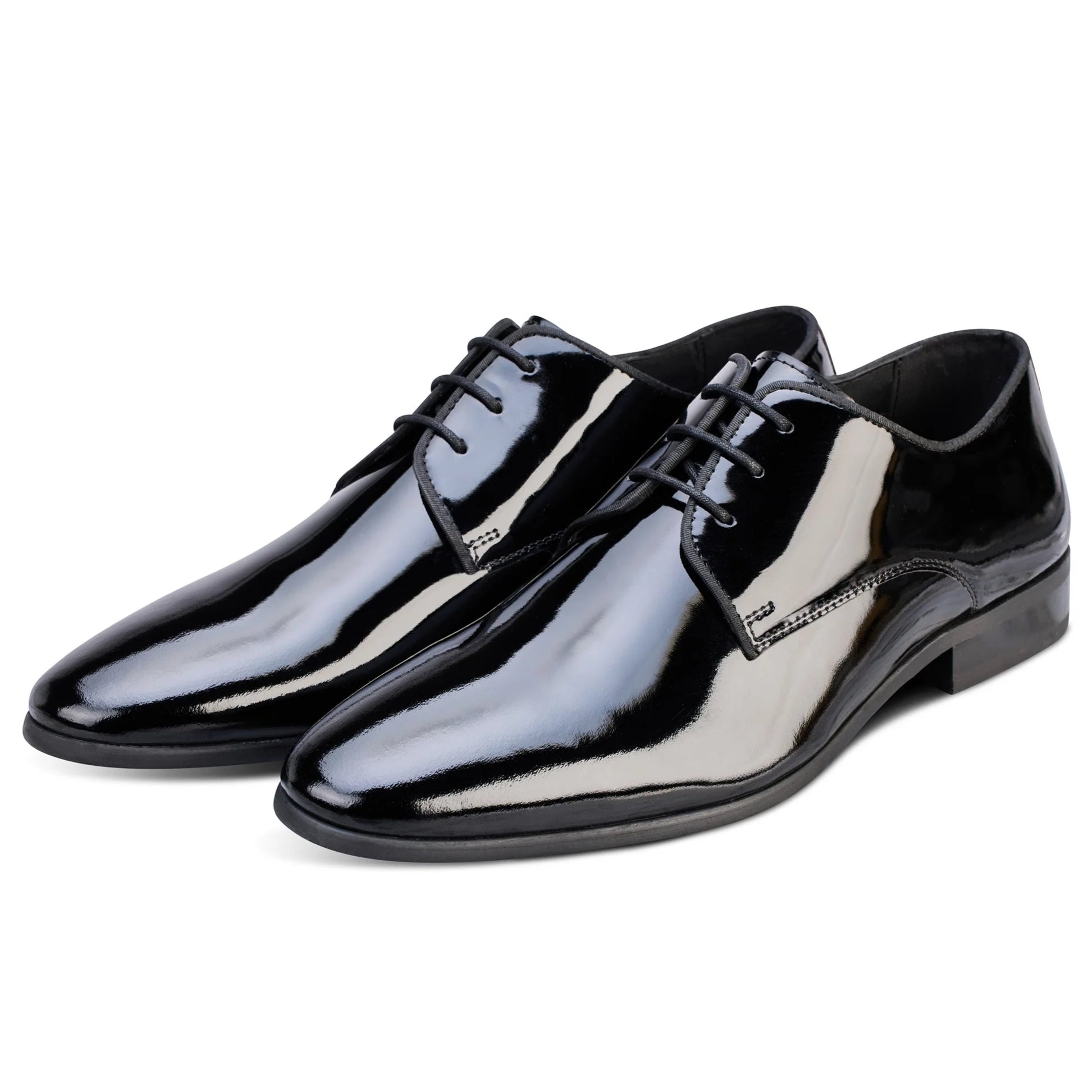 John White Ivy Black Leather Patent Derby Shoes