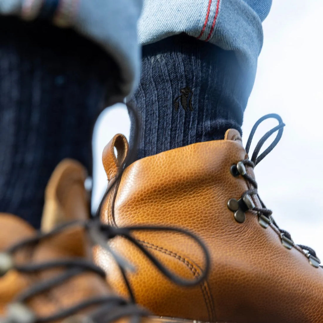 Swole Panda Navy Bamboo Boot Socks