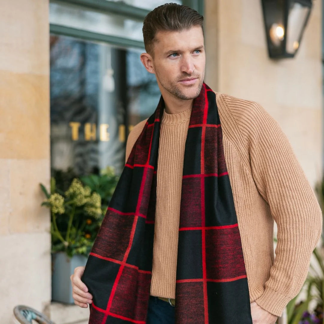 Swole Panda Black &amp; Red Block Bamboo Scarf