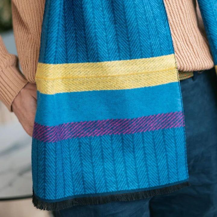 Swole Panda Blue Herringbone Stripe Bamboo Scarf