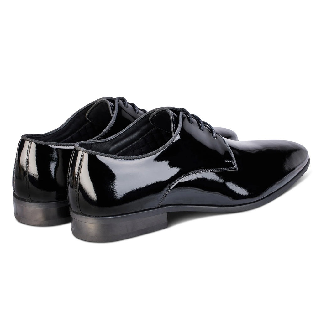 John White Ivy Black Leather Patent Derby Shoes
