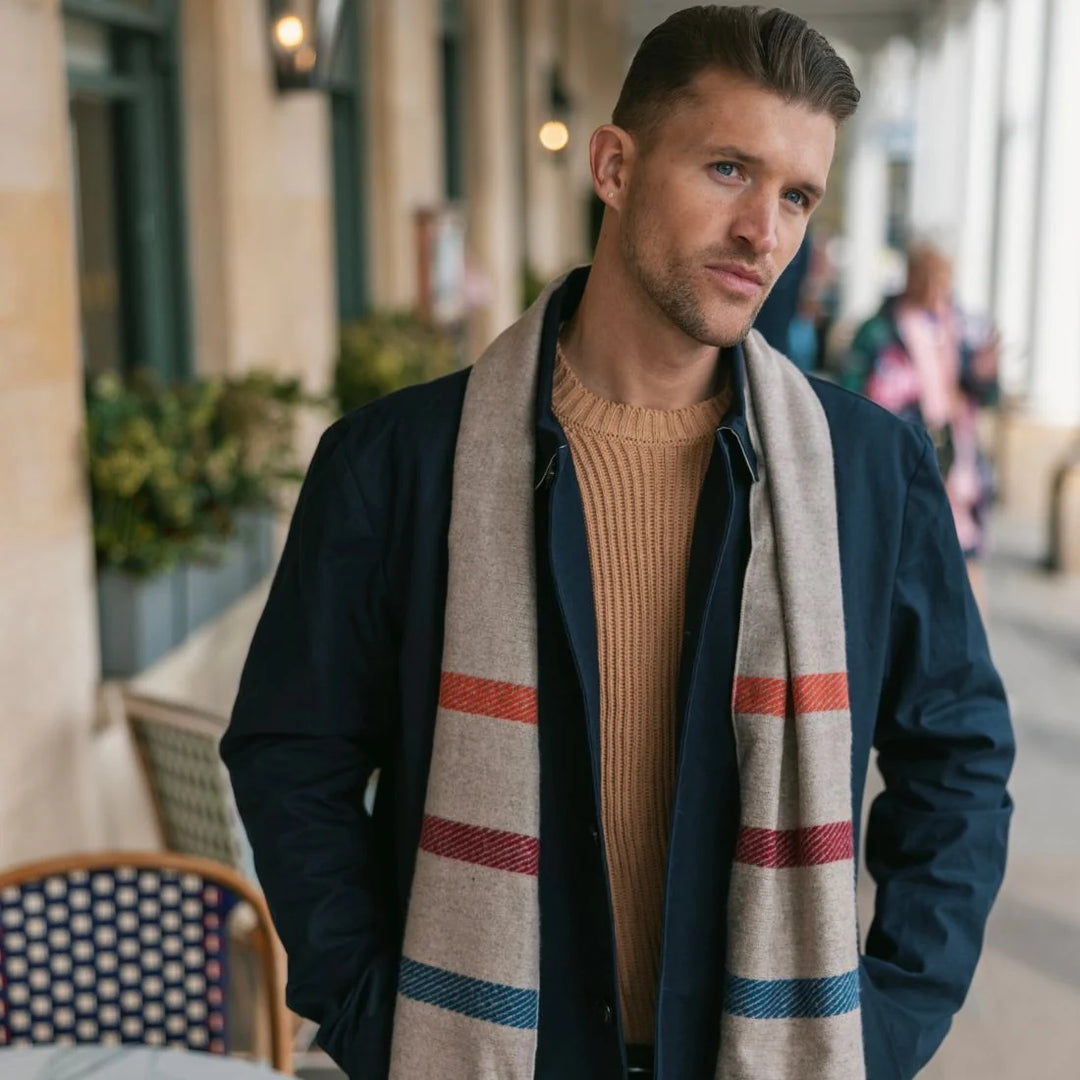 Swole Panda Cream Stripe Bamboo Scarf