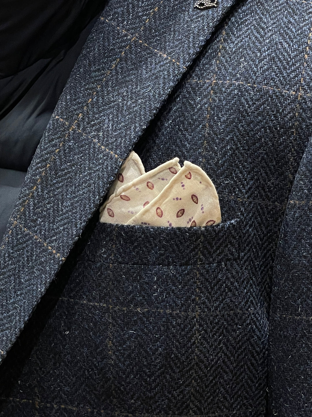 Italian Silk Pocket Square - Beige Small Dot