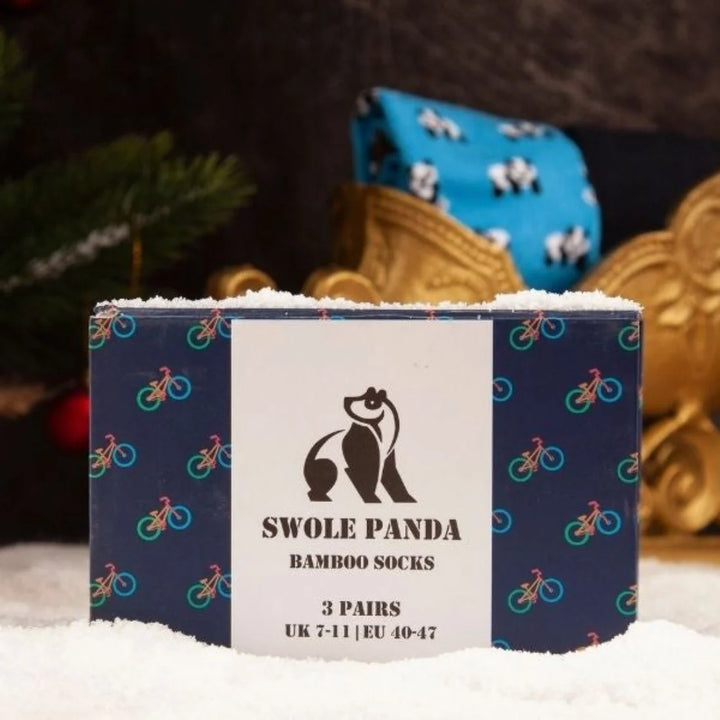 Swole Panda Bicycle Sock Box - 3 Pairs of Bamboo Socks