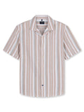 Olymp Casual Brown Stripe Linen Blend Shirt (408412)