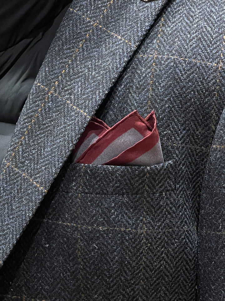 Italian Silk Pocket Square - Skull and Roses