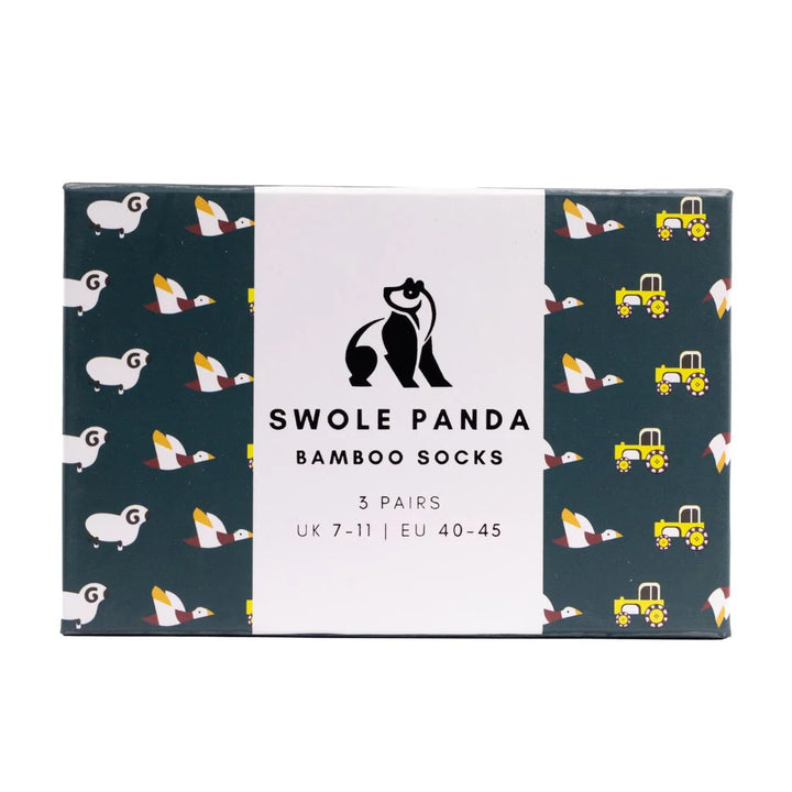 Swole Panda Farm Sock Box - 3 Pairs of Bamboo Socks