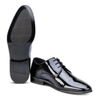 John White Ivy Black Leather Patent Derby Shoes