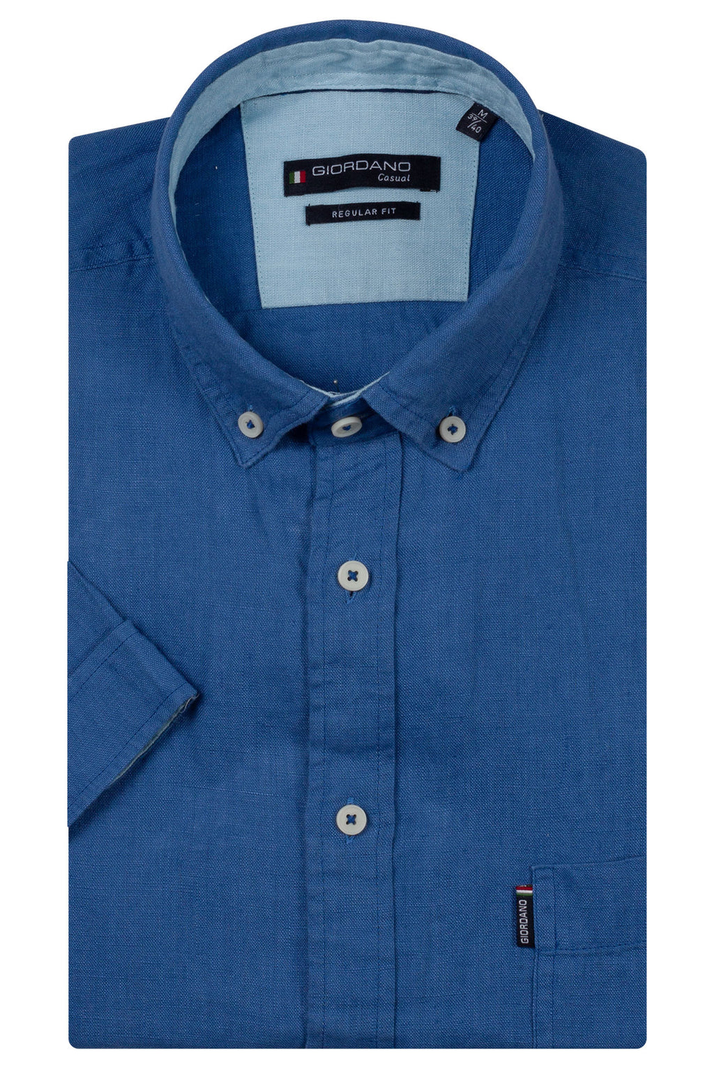 Giordano Pure Linen Short Sleeve Shirt - Alure Blue