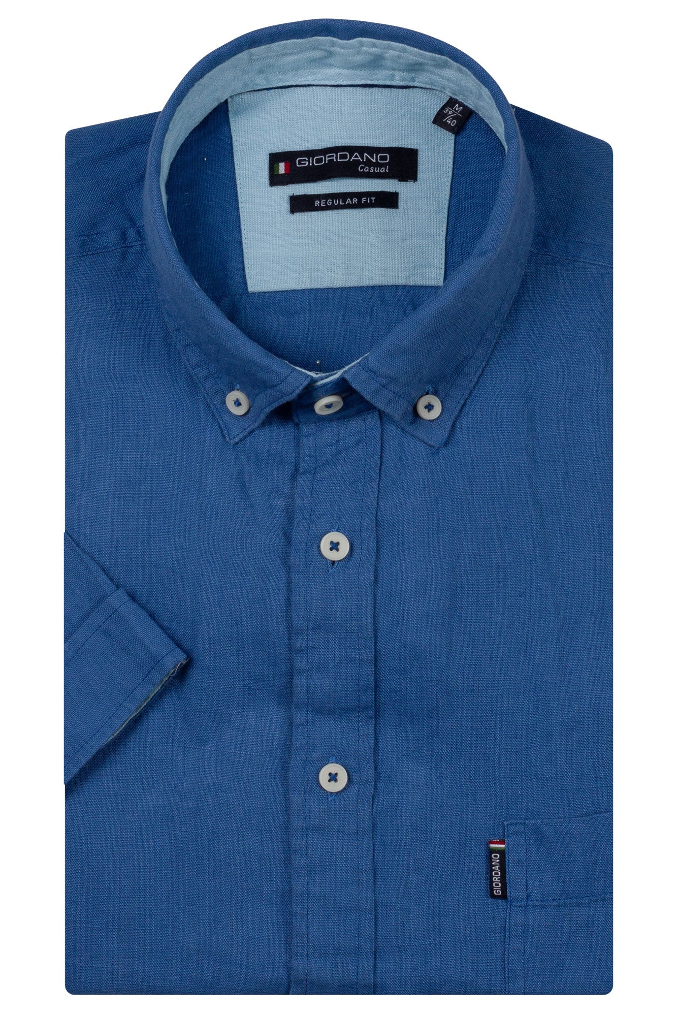 Giordano Pure Linen Short Sleeve Shirt - Alure Blue