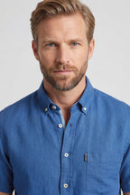 Giordano Pure Linen Short Sleeve Shirt - Alure Blue