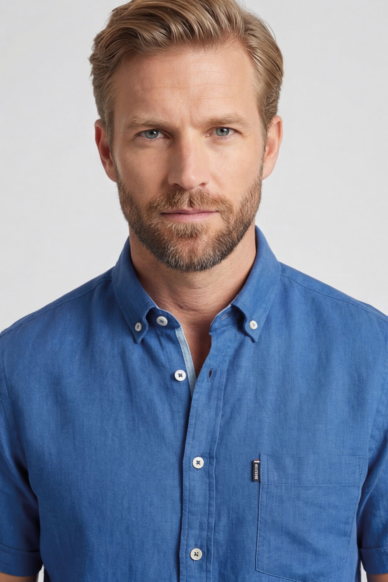 Giordano Pure Linen Short Sleeve Shirt - Alure Blue