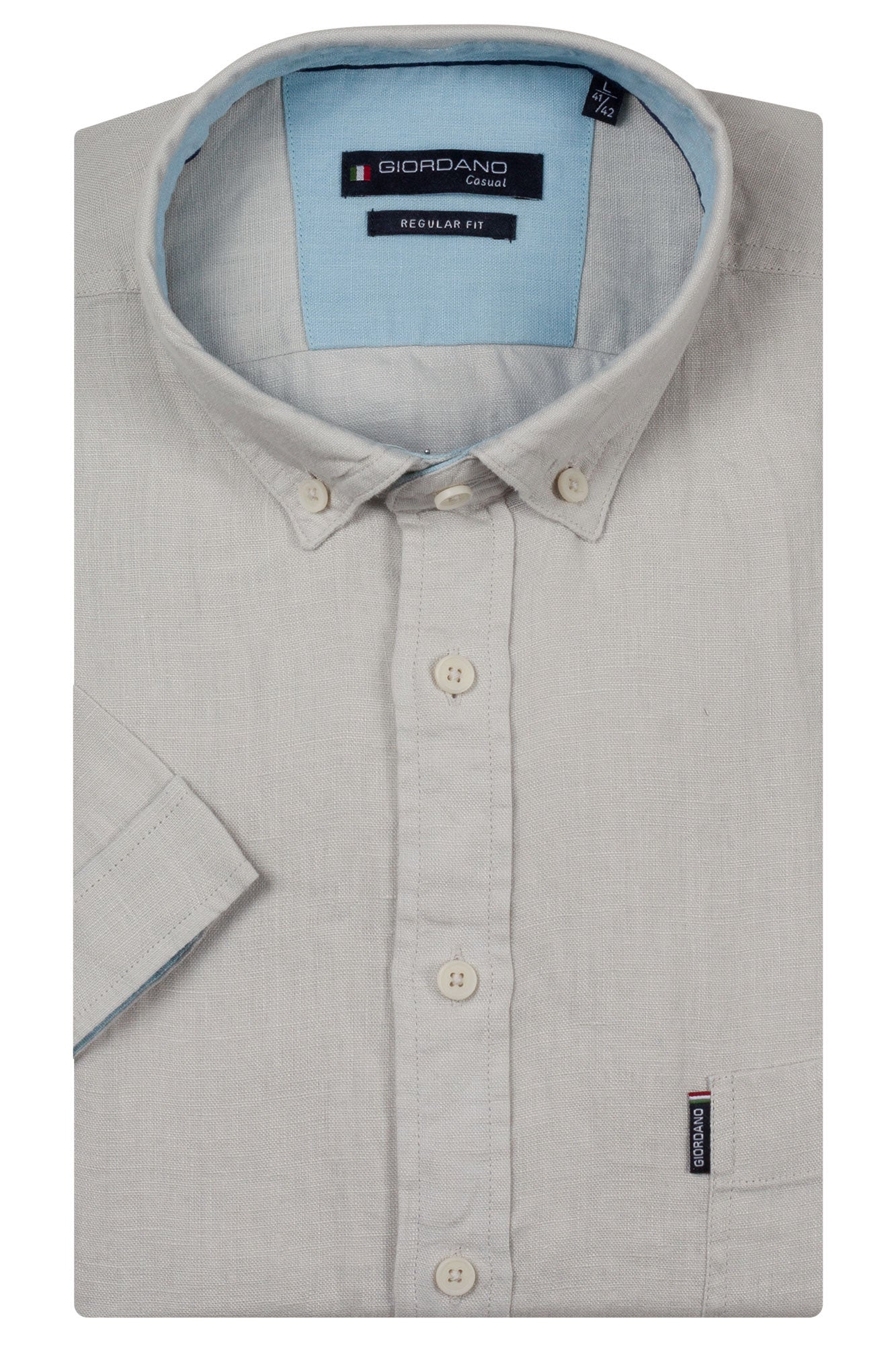 Giordano Pure Linen Short Sleeve Shirt - Dawn Blue