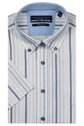 Marshall Button Down Striped Short Sleeve Shirt - Blue
