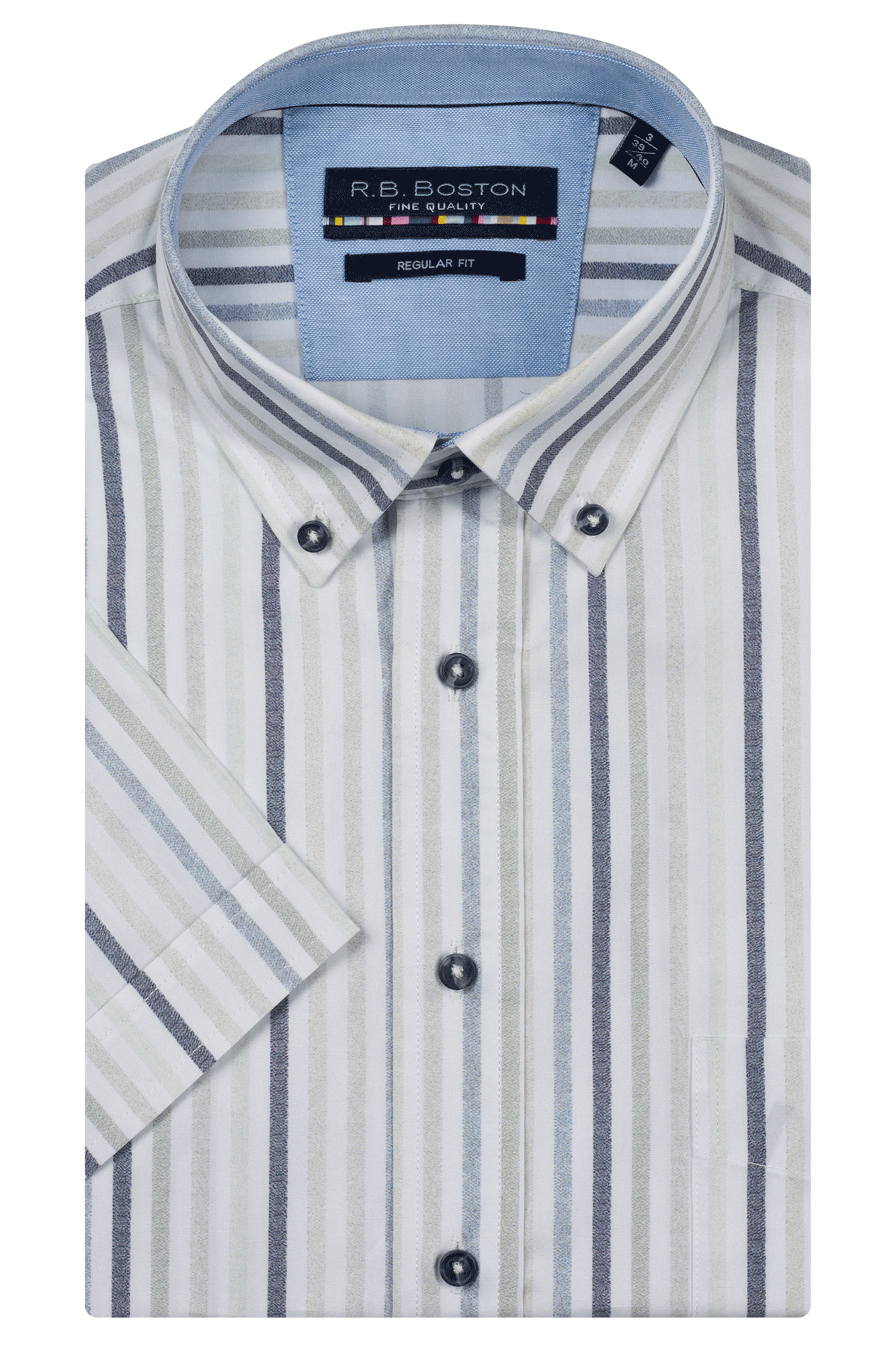Marshall Button Down Striped Short Sleeve Shirt - Blue
