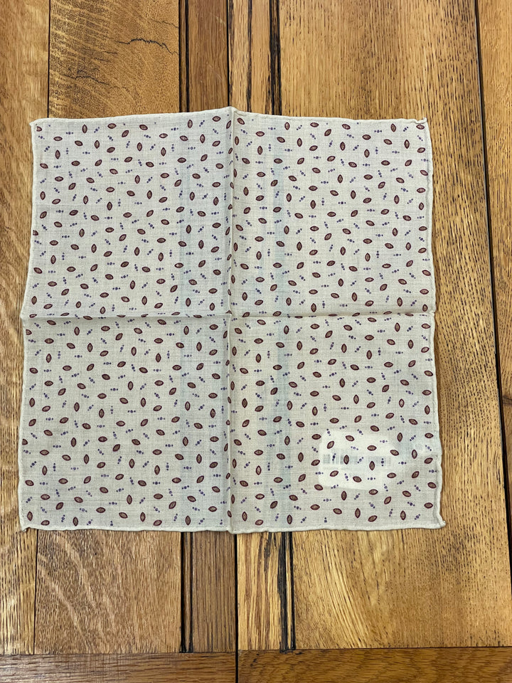 Italian Silk Pocket Square - Beige Small Dot