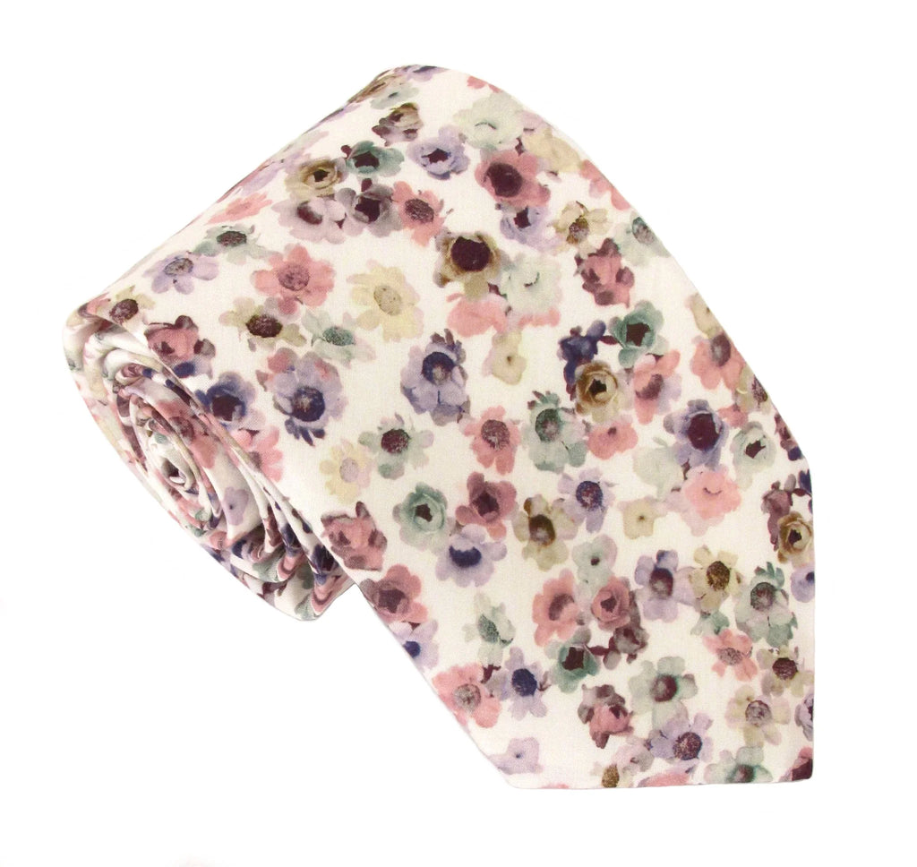 Liberty Fabric Cotton Tie - Australian Daisy  by Van Buck - Pink