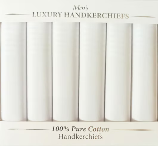 Le Chateau Satin White Handkerchiefs - Box of 6