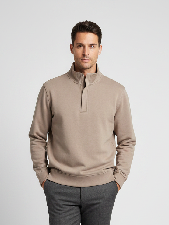 Baileys 1/4 Zip Sweatshirt - Greige