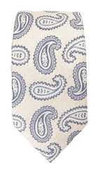 Paisley in Linen Finish Silk Tie - Beige Blue