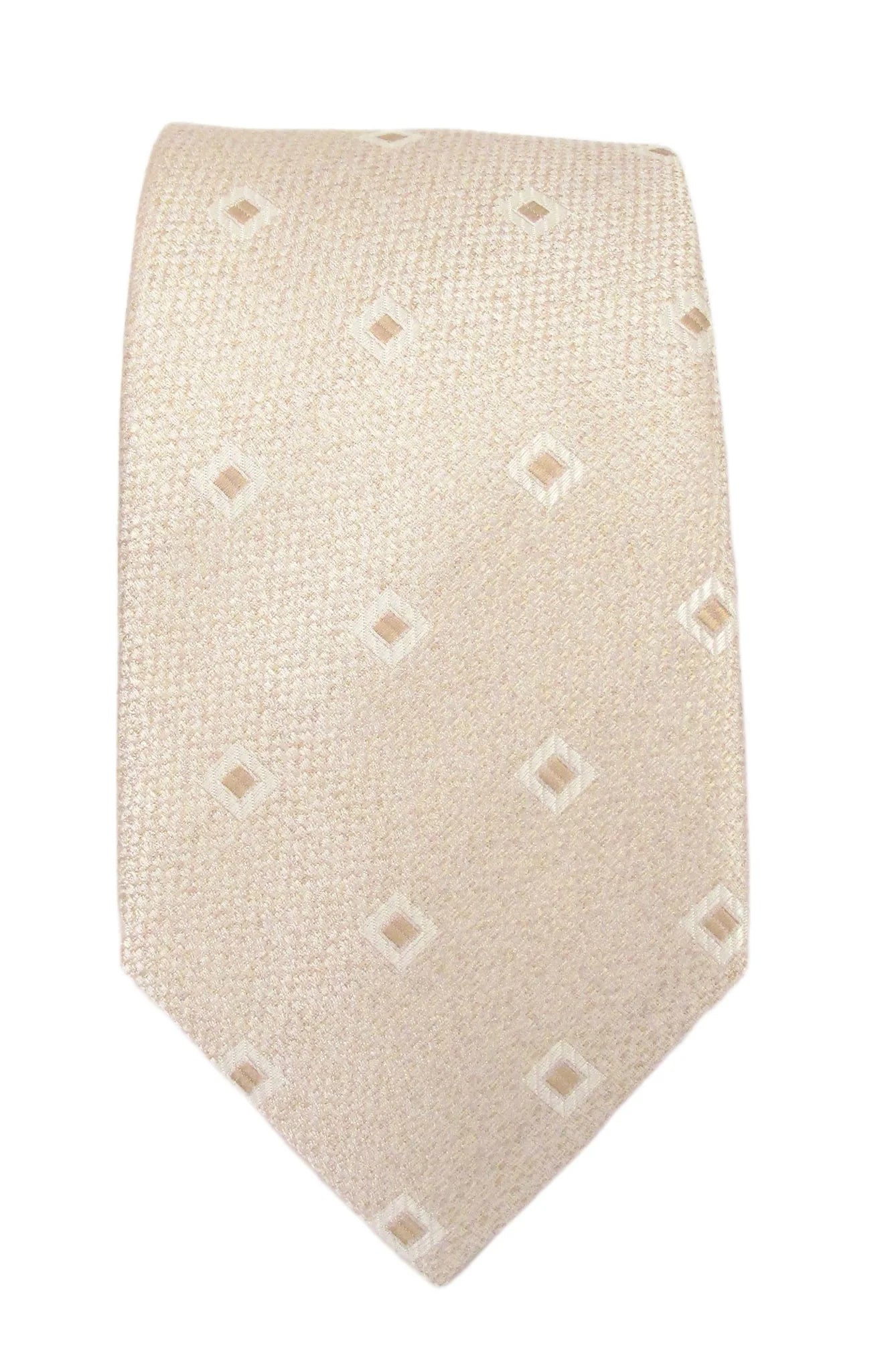 Square Dot Linen Weave Silk Tie - Beige