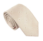 Square Dot Linen Weave Silk Tie - Beige