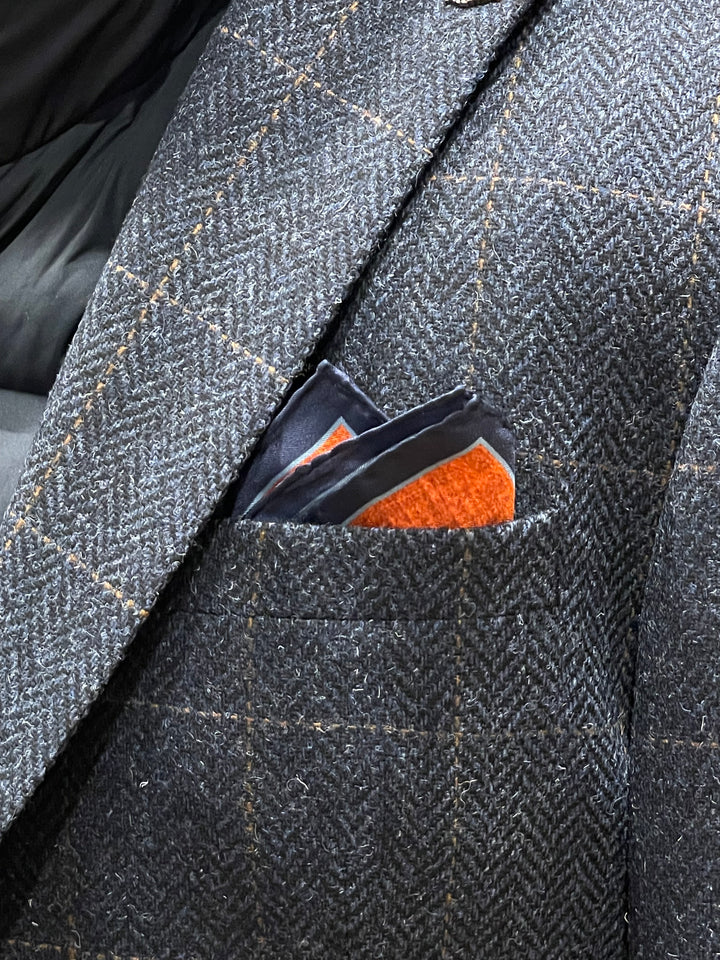 Italian Silk Pocket Square - Flying Ducks Orange