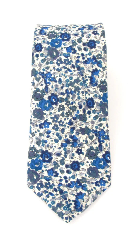 Liberty Fabric Cotton Tie - Emma & Georgina Blue by Van Buck