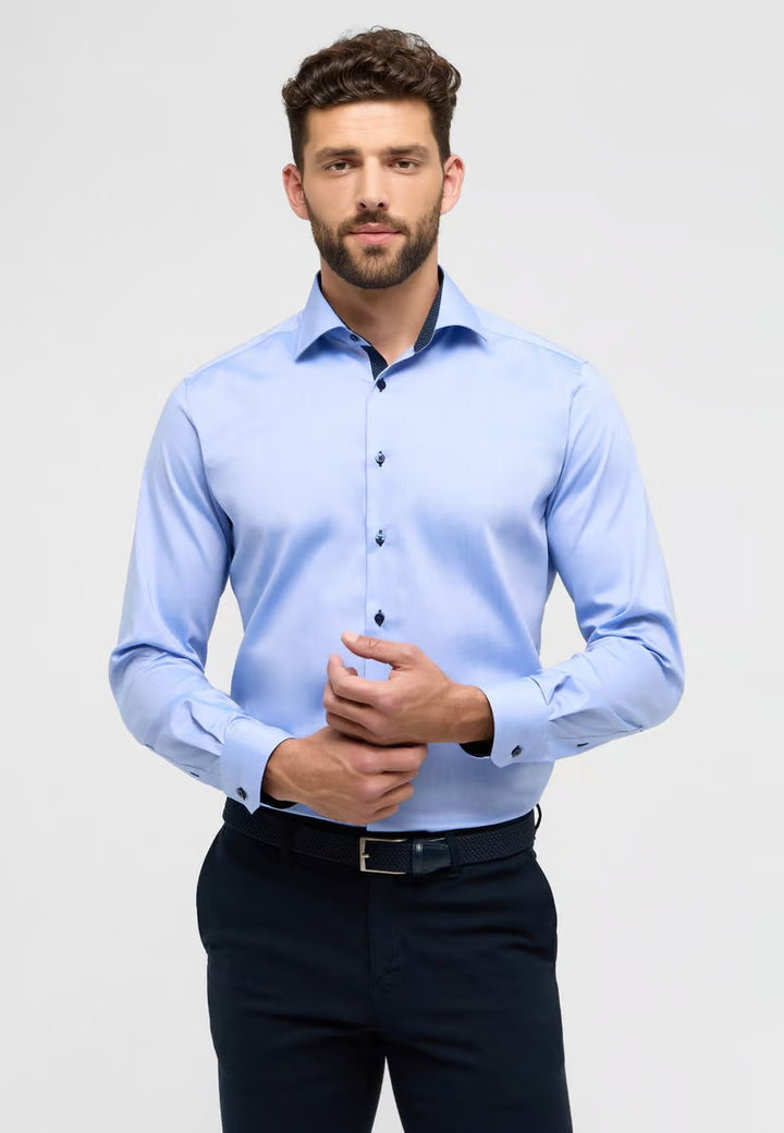 Eterna Modern Plain Dark Button Shirt