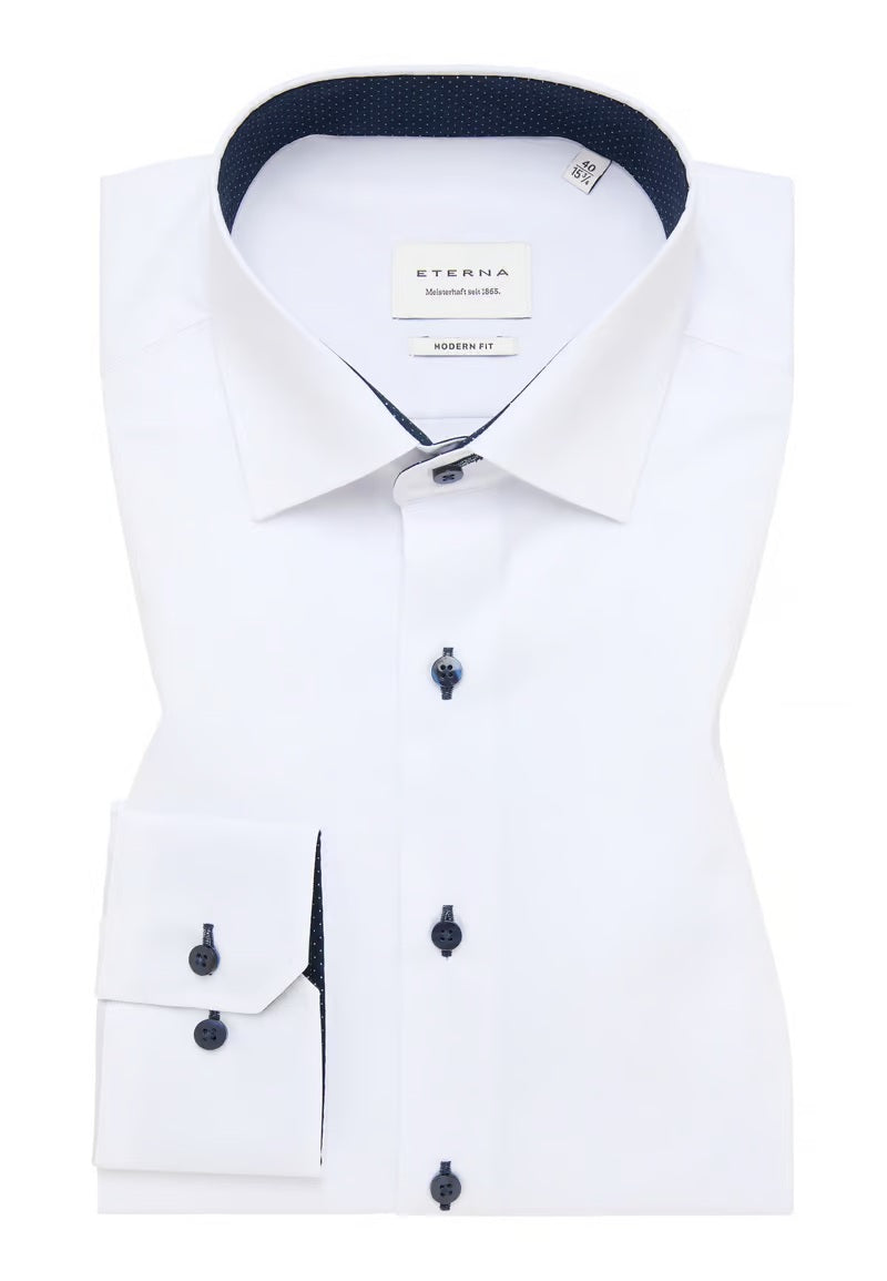 Eterna Modern Plain Dark Button Shirt