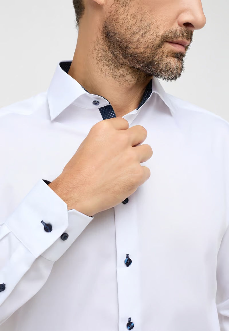 Eterna Modern Plain Dark Button Shirt