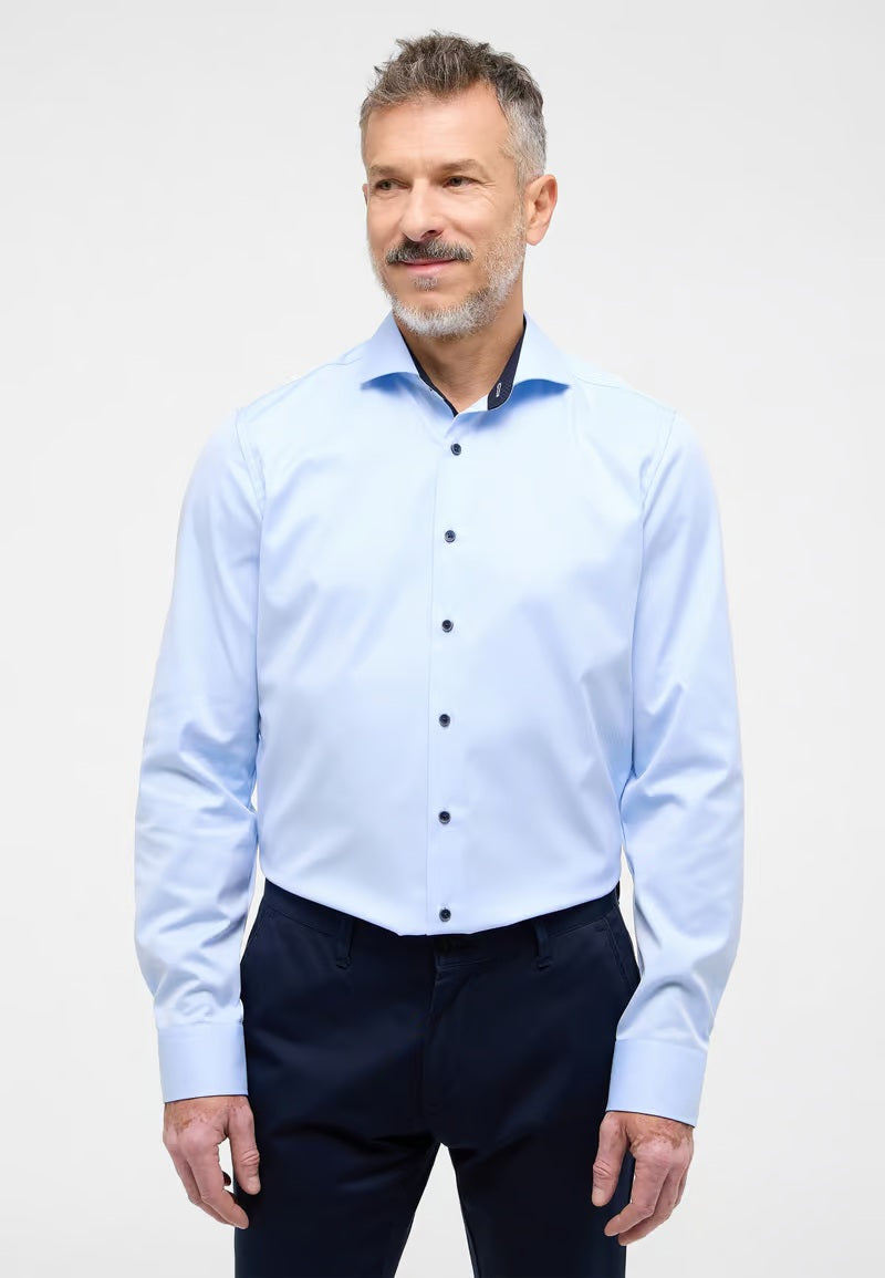 Eterna Slim Plain Dark Button Shirt