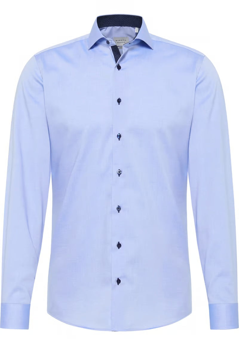 Eterna Slim Plain Dark Button Shirt