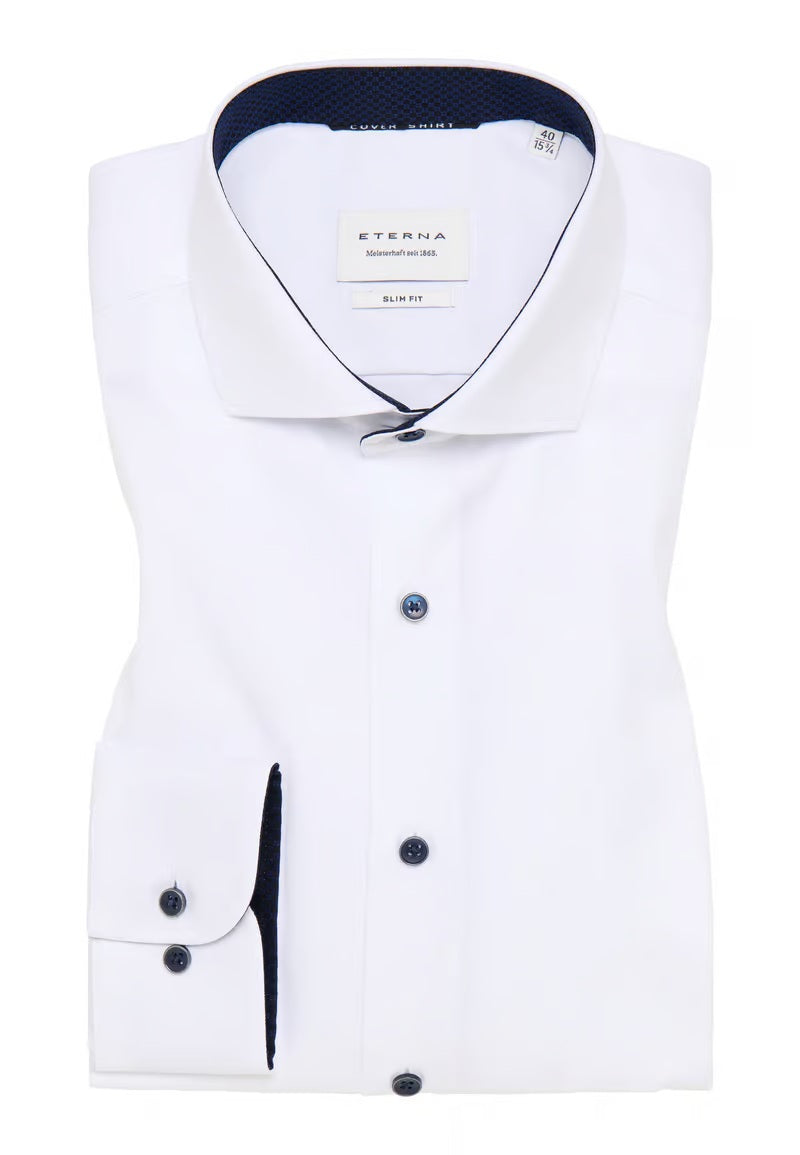 Eterna Slim Plain Dark Button Shirt